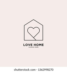 Love Home Logo Simple Line Logo Template Vector Illustration - Vector