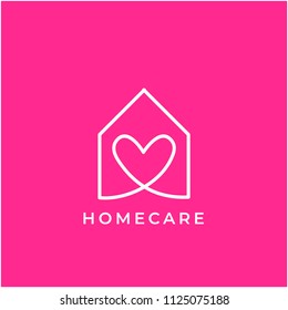 Love home logo template. care logo design