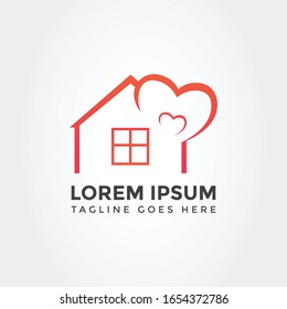 Plantilla del logotipo de Love Home. Logotipo creativo para el hogar inteligente.