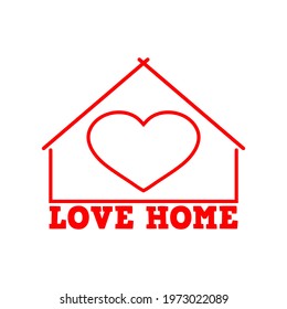 Love home logo template design. Vector linear and outline clipart and drawing. Isolated illustration.