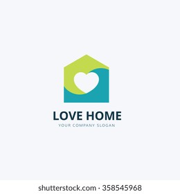 Love home Logo Template, Real Estate Brand Identity.