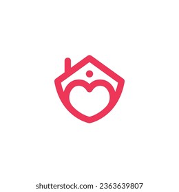 Love Home Logo Vector. Heart Real Estate Logo
