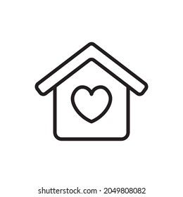 Love Home Outline Vector Illustration