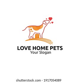 Love Home Pets logo vector concept, icon, element, and template for company