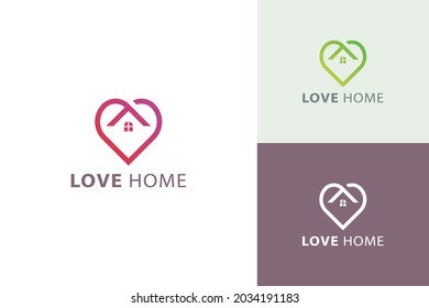 Love home simple and line art minimal real estate logo