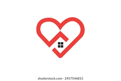 Love home simple modern logo design