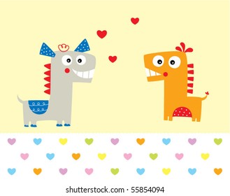 love horse and dinosaur couple