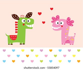love horse and dinosaur couple