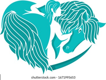 Love horse Logo Vector Illustration