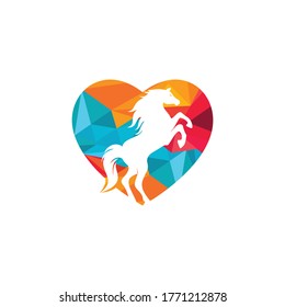 Love horse vector logo design. 