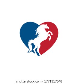 Love horse vector logo design. 