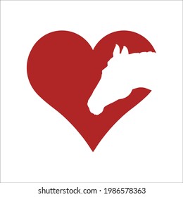 Love horses sign icon.T shirt print. Laser Cut.Plotter Cutting. White horse vector head face silhouette