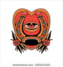 Diseño de Vector de tatuaje de herradura de amor