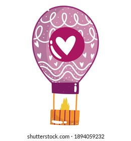 love hot air balloon romantic decoration in cartoon style design vector illustration