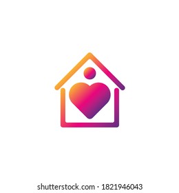 Liebe zum Haus Farbverlauf-Vektorsymbol