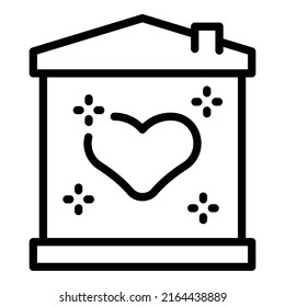 Vector de contorno de icono de la casa de amor. Equipo social. Corazón de caridad