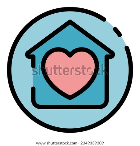 Love house icon outline vector. Home people. City stay color flat