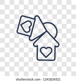 love House icon. Trendy linear love House logo concept on transparent background from Birthday party and wedding collection