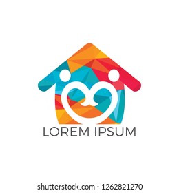 Love House Logo Design. Couple Home Icon. love house vector.