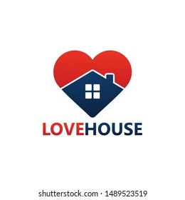 Love House Logo Template Design Vector, Emblem, Design Concept, Creative Symbol, Icon