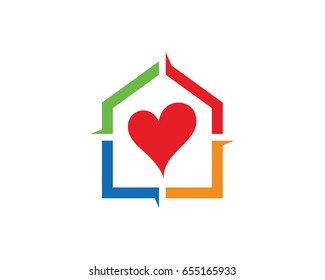 Love House Logo Template Design Vector, Emblem, Design Concept, Creative Symbol, Icon