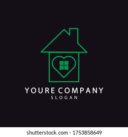 
Love house logo template, simple love house logo