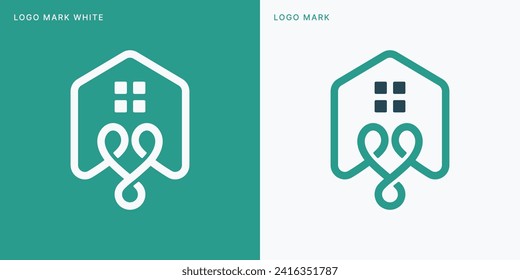 Diseño de ilusión de icono vector de plantilla de logotipo de la casa de amor
