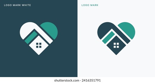 Diseño de ilusión de icono vector de plantilla de logotipo de la casa de amor