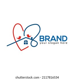 Love House Logo-Vektorgrafik. Flachdesign