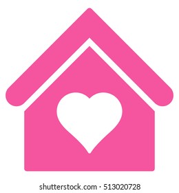Love House vector icon. Flat pink symbol. Pictogram is isolated on a white background. Designed for web and software interfaces.