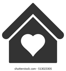 Love House vector icon. Flat gray symbol. Pictogram is isolated on a white background. Designed for web and software interfaces.