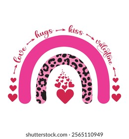 Love Hugs Kiss Valentine T-shirt Design Vector - Valentine's Day Clipart Graphics