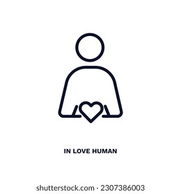 in love human icon. Thin line in love human icon from feeling and reaction collection. Outline vector isolated on white background. Editable in love human symbol can be used web and mobile