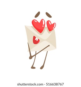 In Love Humanized Letter Paper Envelop Cartoon Character Emoji Illustration
