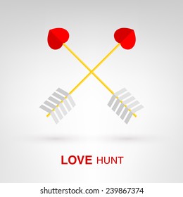 Love Hunt - creative Valentines Day heart-shaped arrows concept