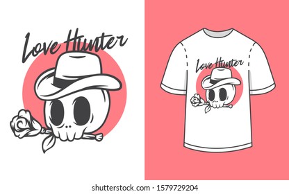 The love hunter illustration graphic t-shirt vector design
