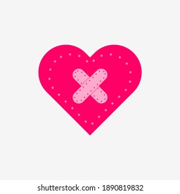 LOVE HURT BROKEN PLASTER ICON ILLUSTRATION VECTOR TEMPLATE