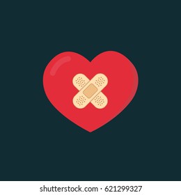 Broken Heart Bandage Vector Eps10 Stock Vector (Royalty Free) 169694795 ...