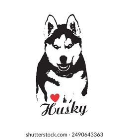 I LOVE HUSKY, Siberian husky vector