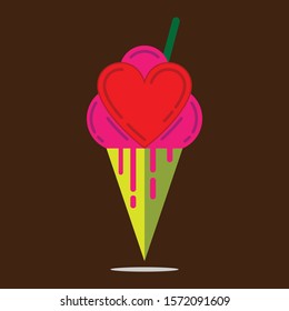 love ice cream cone isolated