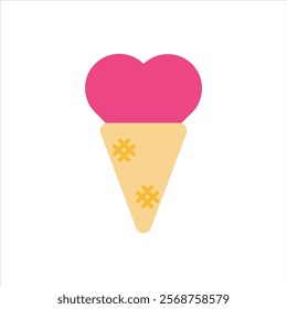 Love ice cream flat icon vector design illustration, valentines day pattern design illustration, sweet dessert icon design illustration. 