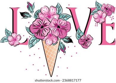 love ice cream flowers spring cute girl