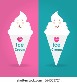 Love Ice Cream Logo on two color ways background vector illustration
