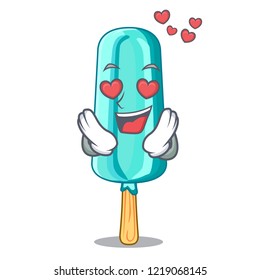 In love Ice cream shaped with stick cartoon