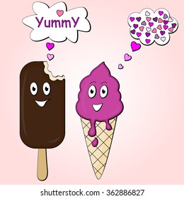 Love ice cream vector illustration for valentine's day