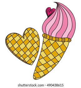 I love ice cream. Vector illustration.