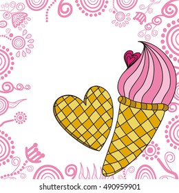 I love ice cream. Vector illustration.