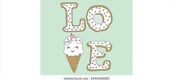 love ice creem t shirt graphic design vector illustration