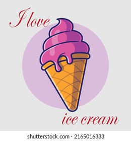 I Love Ice-cream design, ice-cream lover vector design.