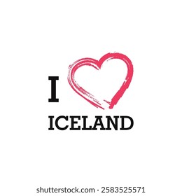 I Love Iceland Europe Country Letter Vector Template